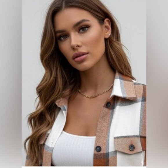 Boyfriend Plaid Flap Pocket Drop Shoulder Shacket - Picture 2 of 11